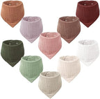 Konssy 10 Pack Baby Muslin Bandana Bibs by Konssy