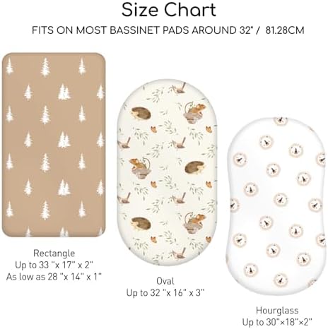 Baby Bassinet Sheets Girl Boy, 3 Pack Fitted Bassinet Sheet - Image 3