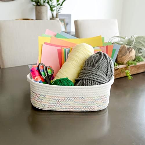 NaturalCozy 5-Piece Rectangle Storage Basket Set- Natural Cotton Rope Woven - Image 6