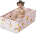 Foldable Baby Bathtub with Cute Animal Print, Portable Infant Bath Tub by ROUSKY