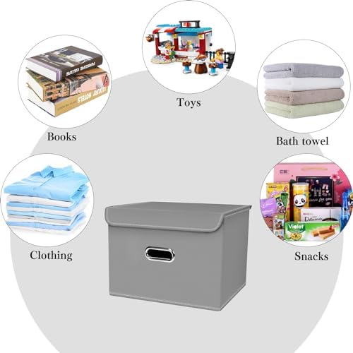Linen Fabric Foldable Collapsible Storage Cube Bin Organizer Basket - Image 3