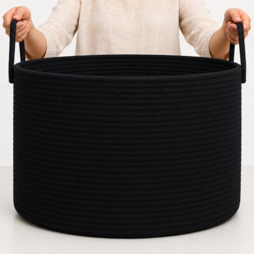 OrganiHaus Round Toy Basket & Blanket Basket, Cotton Rope 20x13" by OrganiHaus