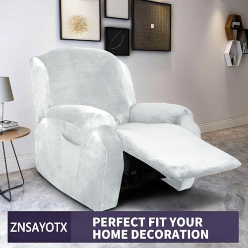 ZNSAYOTX Stretch Velvet Recliner Cover 4-Pieces, Thick Soft Recliner Chair - Image 2
