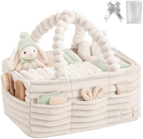 Blissful Diary Flannel Diaper Caddy Organizer & Gift Packaging, Cream Beige by BlissfulDiary