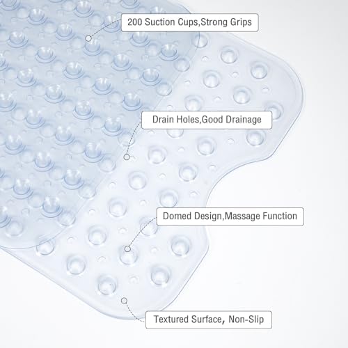 Extra Long Bathtub Mat Non Slip Bath Mat Clear 40"x16" Full Size - Image 4