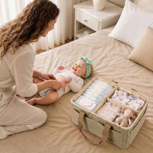 Large Canvas Baby Diaper Caddy Organizer - Image 6