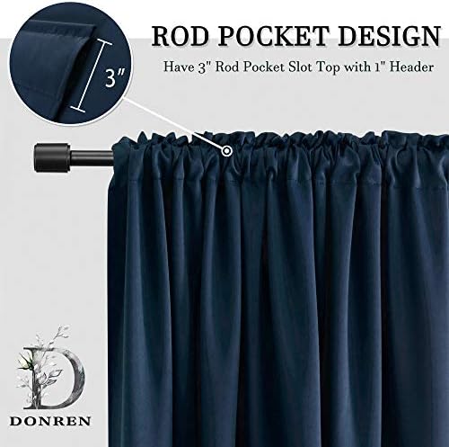 DONREN 18 Inch Long Navy Blue Blackout Curtain Valances - Image 3