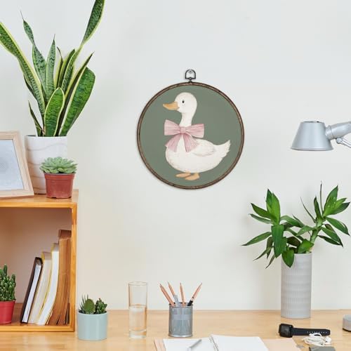 GWFSJYU Sage Green Duck Framed Wall Art, Duck Nursery Decor, Vintage Animal - Image 2