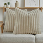 FUTEI Pack of 2 Faux Fur Throw Pillow Covers 18x18 Inch by FUTEI
