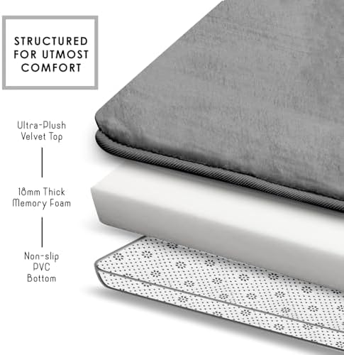 Clara Clark Bathroom Rugs, Velvet Memory Foam Bath Mat, Non-Slip Bath Rugs - Image 5