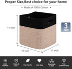 OIAHOMY Storage Cubes 11 Inch Storage Bin 3-Pack Square Basket Black&Brown - Image 3
