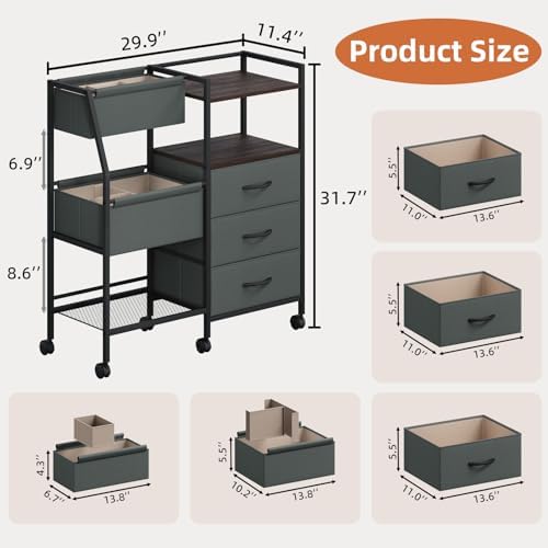 Somdot Baby Diaper Caddy Organizer, 3-Tier Rolling Cart - Image 2