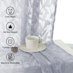 Lecloud Leia Light Grey Semi Sheer Curtains 45 Inch Length 2 Panels, Jacquard - Image 3