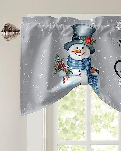 Snowman Christmas Blackout Tie Up Valance Curtains - Image 3