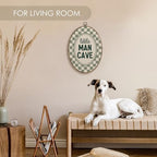 Fewgb Little Man Cave Boys Nursery Oval Wall Art Decor Framed Sign, Baby Boys - Image 4