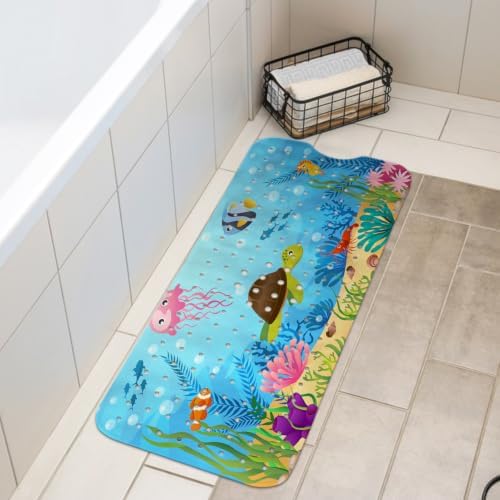 LNOND Bath Mat for Tub for Kids, Sea Turtle Bathtub Mat, Kids Bath Mats for - Image 2