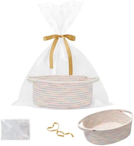 Small Woven Rope Basket, Baby Gift Basket by HZFTJOY
