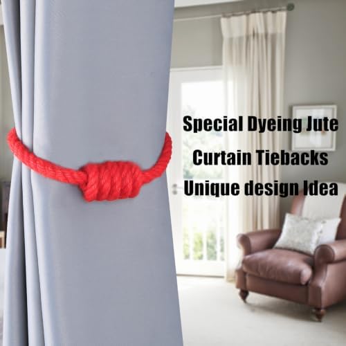 BEL AVENIR Magnetic Jute Curtain Tiebacks 2 Pack Hand-Woven Curtain Ties - Image 6