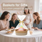 JMvicyroam Small Woven Basket, Empty Gift Basket, Jute&Brown/3 Pack - Image 4