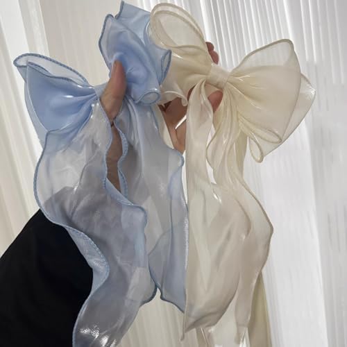 2 Pack French Silky Bow Curtain Tiebacks, Elegant Lace Ribbon - Image 5