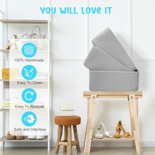 3 Pack Small Storage Baskets for Organizing, 11.8×7.8×5.1" - Image 4