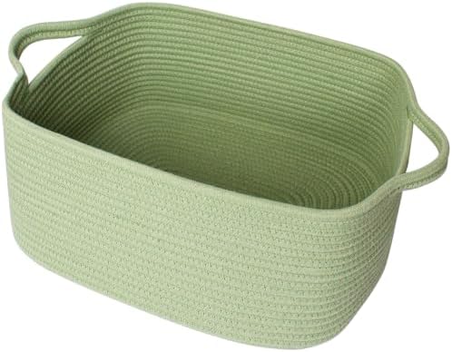 Large Green Woven Basket, 16.5" x 12.5" x 7" Empty Gift Basket, Big Cotton Rope by Unknown