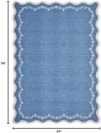 GarveeHome Scalloped Entryway Rug 2x3 Blue Washable Front Door Entry Rug - Image 2