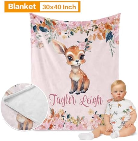 Custom Crib Bedding Set for Girls Gifts Deer Floral Design Color04 - Image 2