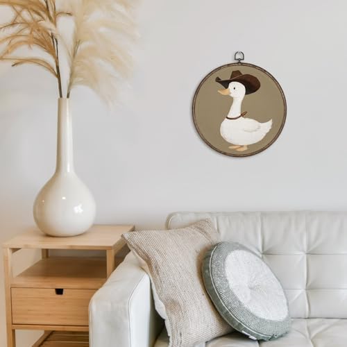 GWFSJYU Vintage Western Duck Framed Wall Art, Duck Bathroom Decor, Cowboy Duck - Image 4