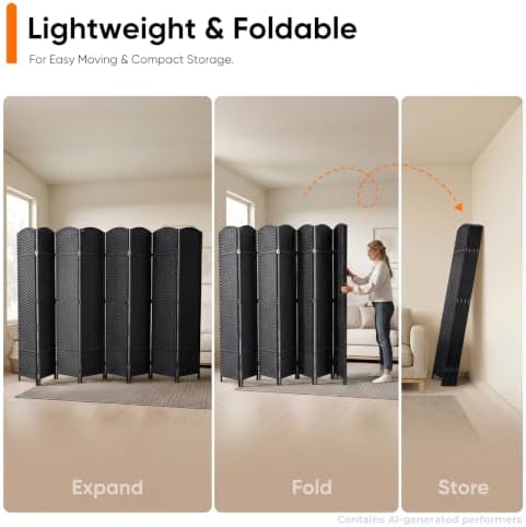 JOSTYLE Outdoor Privacy Screen 8-Panel Folding Room Divider Space Partition - Image 4