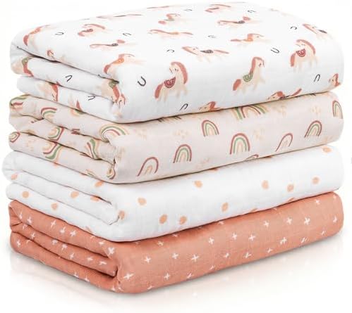 Muslin Swaddle Blankets for Newborn, Cotton Receiving Blanket by CivaruaKids