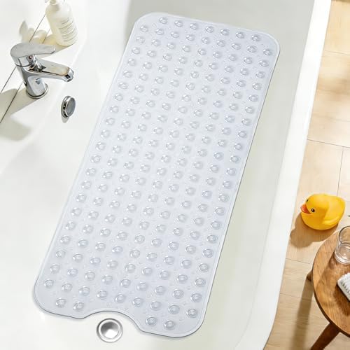 Extra Long Bathtub Mat Non Slip Bath Mat Clear 40"x16" Full Size by NaolotureHome