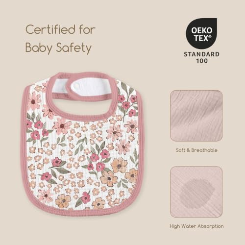 6-Pack Muslin Baby Bibs for Drooling & Teething, Absorbent Bib - Image 5
