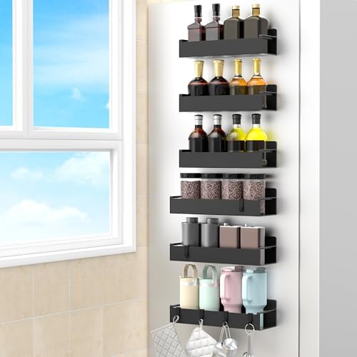 HuggieGems 6 Pack Black Magnetic Spice Rack Organizer by HuggieGems