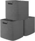 OIAHOMY Storage Cubes 11 Inch Storage Bins 3-Pack Square Baskets Dark Grey by MasterofSpaceOptimization