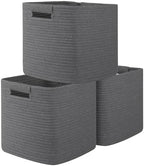 OIAHOMY Storage Cubes 11 Inch Storage Bins 3-Pack Square Baskets Dark Grey by MasterofSpaceOptimization