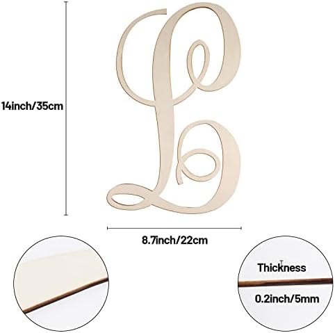 Cursive Wooden Letters L for Wall Decor Large Wood Monogram Letters 14 Inch - Image 2