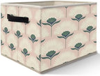 Retro Pink Floral Storage Bins Basket, Mid Century Modern Art Nouveau by Likjadjustfollowme