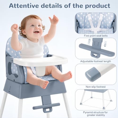 4 in 1 Portable Baby Highchair Convertible High Chair - Image 3