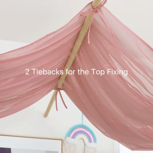 NICETOWN Coral Pink Bed Canopy for Girls Room - Image 3