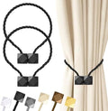 Hion Magnetic Curtain Tiebacks Black 2pcs, Curtain Holdbacks Hooks Holders by Hion