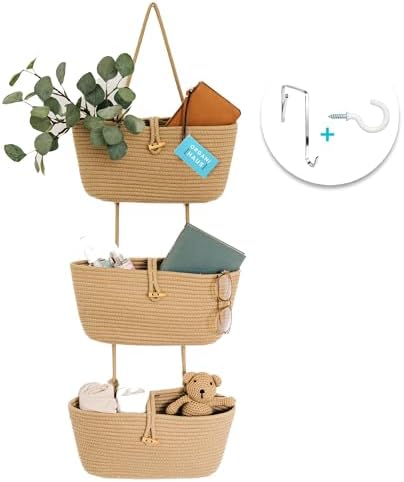 OrganiHaus Over the Door Organizer, Woven Rope Hanging Baskets by OrganiHaus