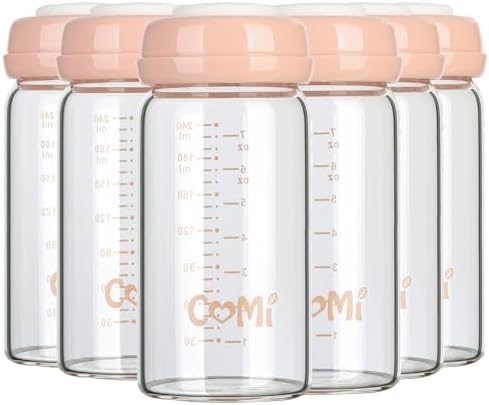 COMI Wide Neck Glass Breastmilk Collection n Storage Bottle, 8oz by COMI