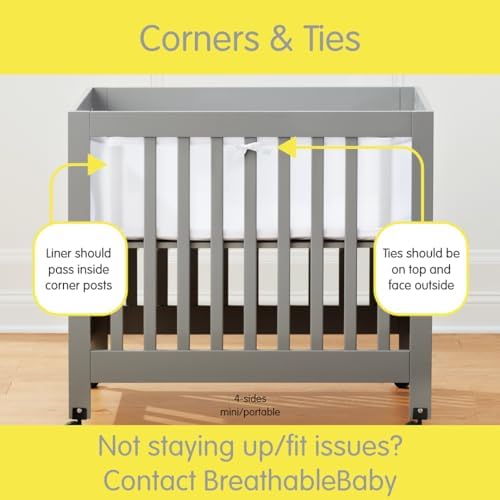 Halo Mini Crib Breathable Mesh Liner, Classic 3mm Mesh, Size 4M Covers 4 Sides - Image 3