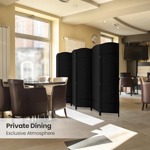 6 Panel Folding Room Divider, Woven Privacy Screen - Image 6