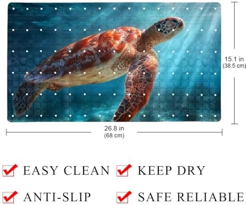 Shower Mat Non Slip 26.8 x 15.1 Inches, Turtle Bathtub Mat Shower Stall Mats - Image 4