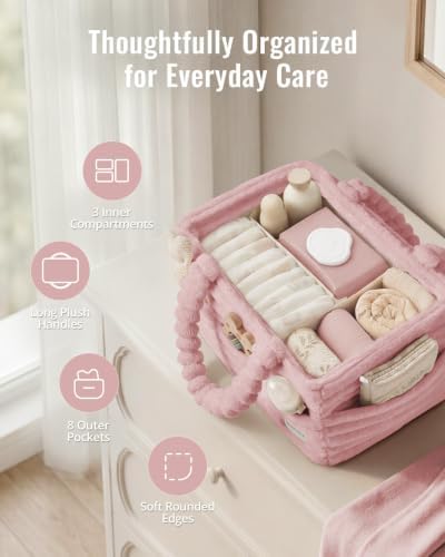 Blissful Diary Flannel Diaper Caddy Organizer & Gift Packaging, Blush Pink - Image 5