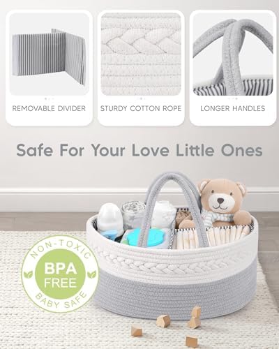 Maliton Cotton Rope Diaper Caddy Organizer - Image 3