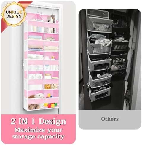 Ofiray-home Pink Over The Door Organizer 5 Tiers, Extra Large Behind Door - Image 2