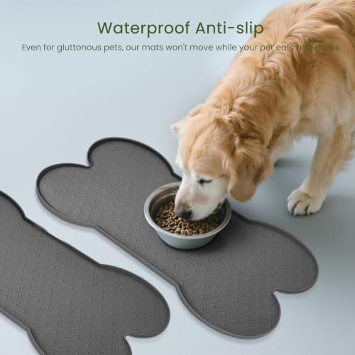 PWTAA Dog Food Mat Anti-Slip Silicone Dog Bowl Mat Thicker Pet Placemat - Image 3
